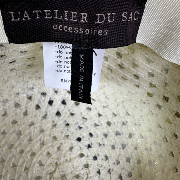 L’atelier Du Sac Cream 100% Straw Made In Italy Sun Hat - Picture 9 of 9